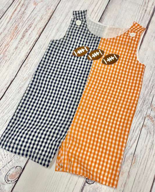 Navy and orange gingham football jon jon