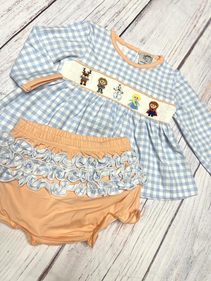 Frozen smocked diaper set