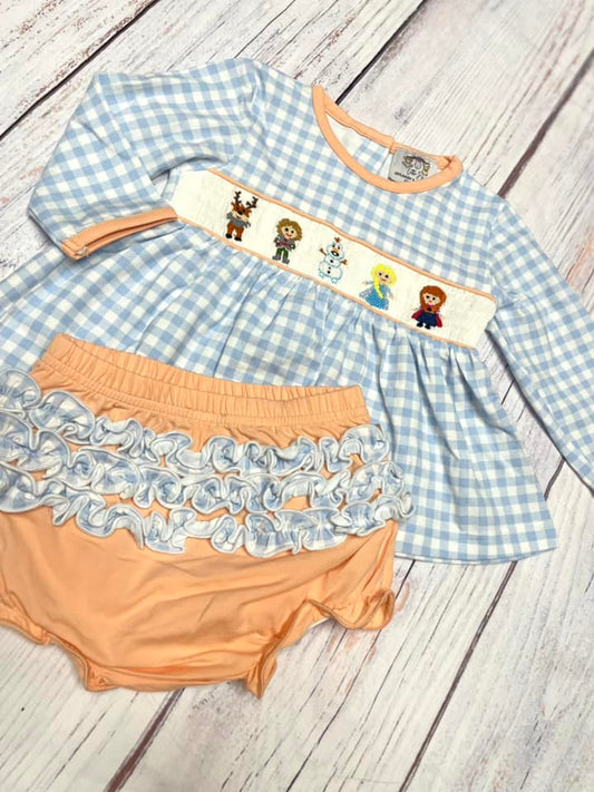 Frozen smocked diaper set