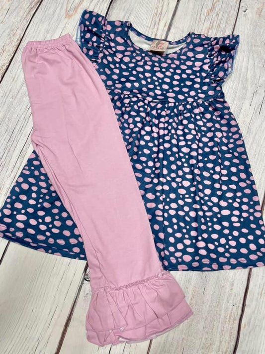 Polka dot girls pants set